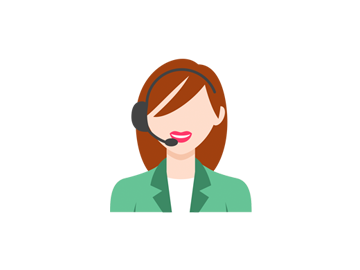 A graphic of a woman with a headset
